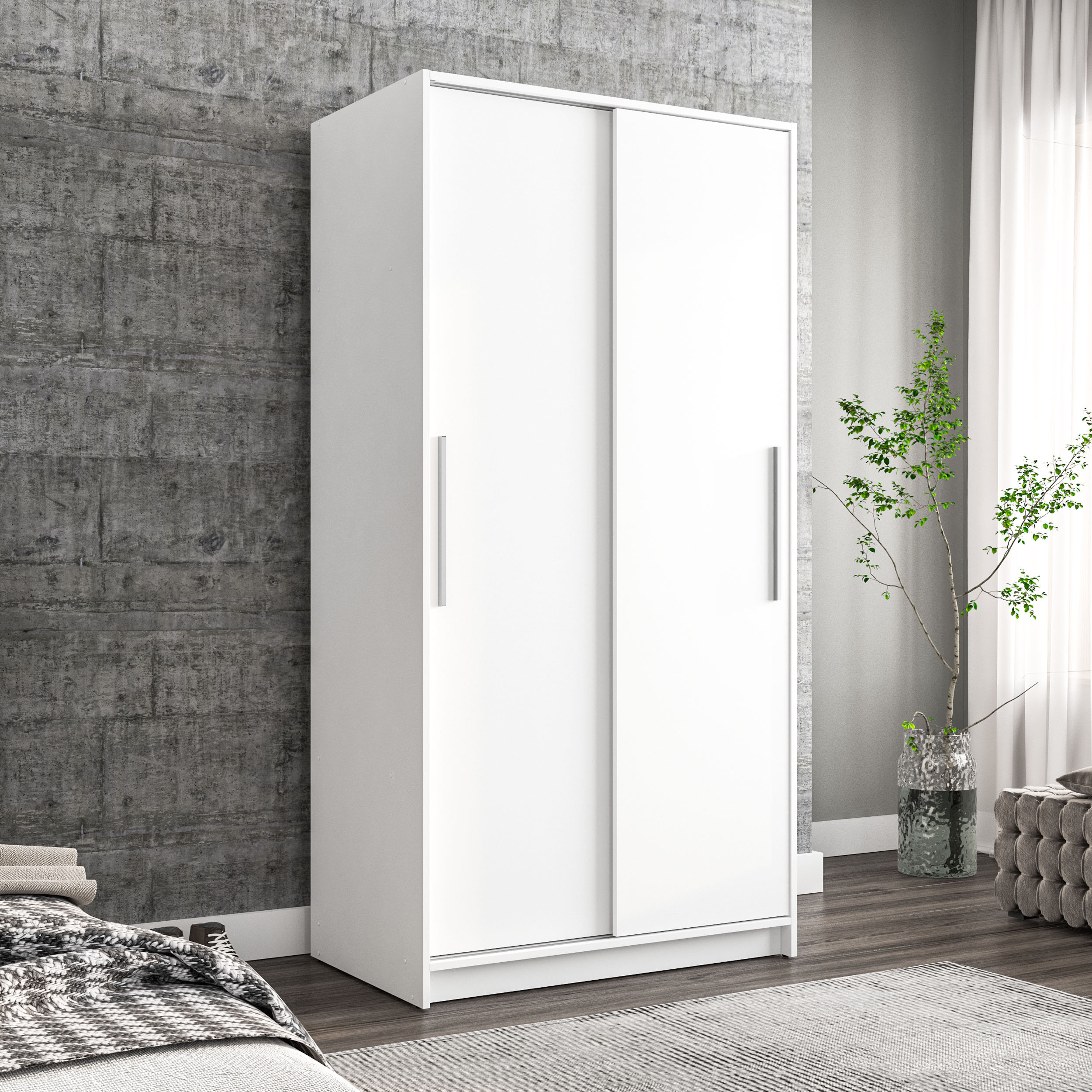 Latitude Run Delore Bedroom Armoire with 2 Sliding Doors Reviews Wayfair